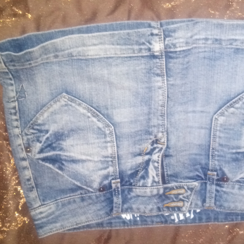 YMI Sky Blue Denim Pencil Skirt